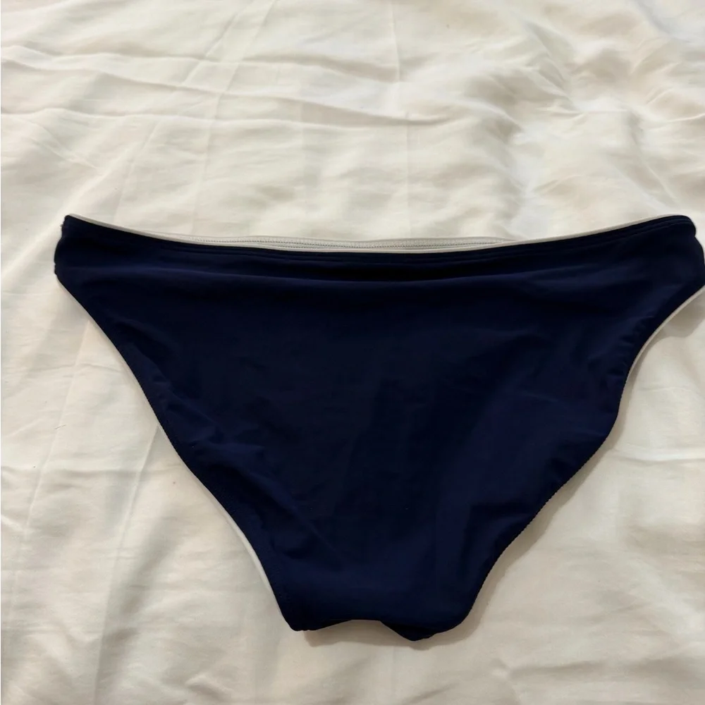 Tory Burch Dark Blue Bikini Bottom with White Trim